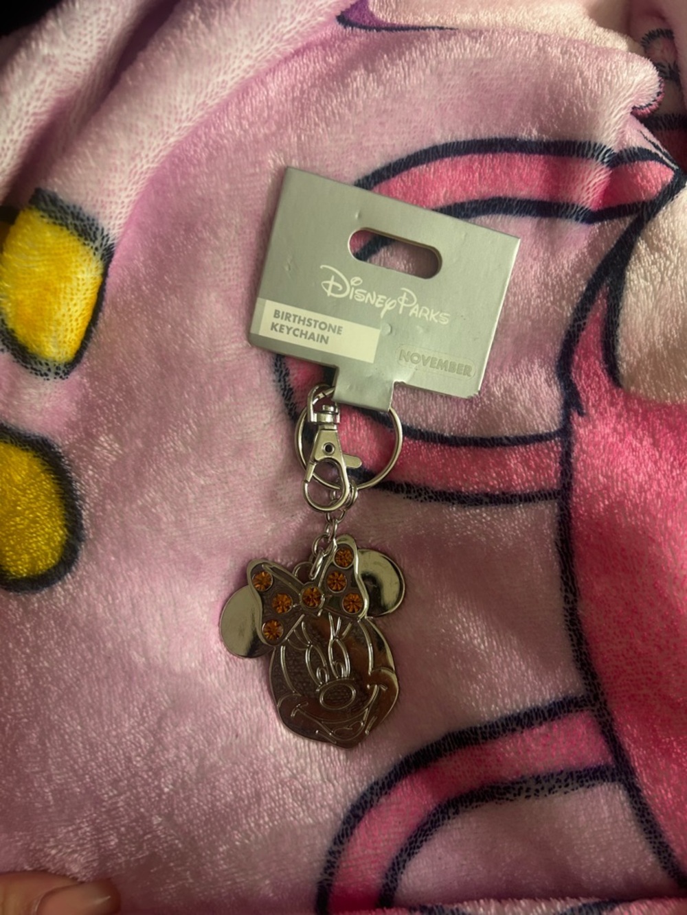Disney Silver Minnie Mouse Keychain with Red Tag